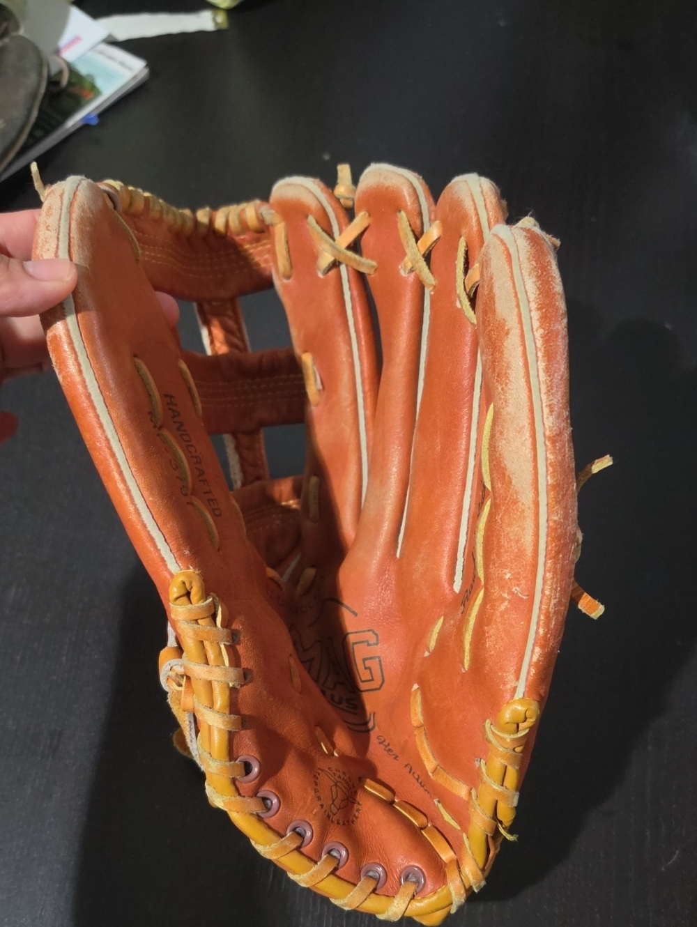 Handcrafted Orange Leather Baseball Glove - Mag Plus
